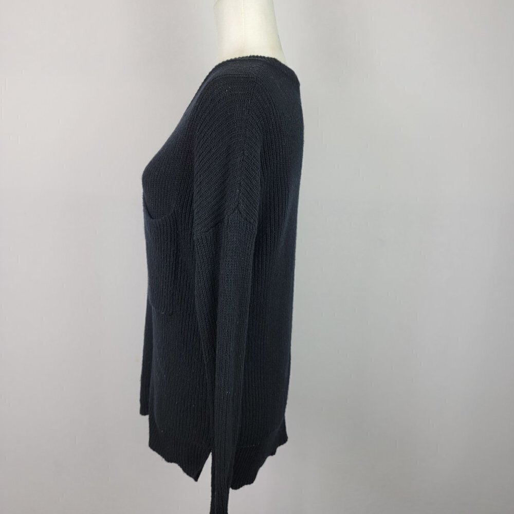 Madewell Thompson Pocket Pullover Sweater Black Long Sleeve Boat Neck Size S - Picture 5 of 10